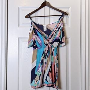 Beach Coverup Off-shoulder Mini Wrap Dress